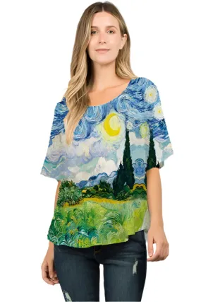 025- ET Lois Starry Night Inspired Short Sleeve Top