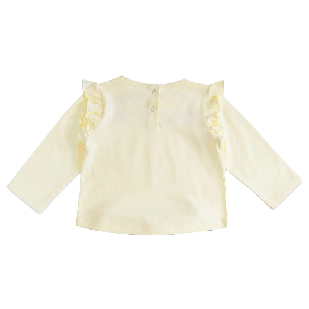 100% Cotton Full Sleeve Girl Top Off, white