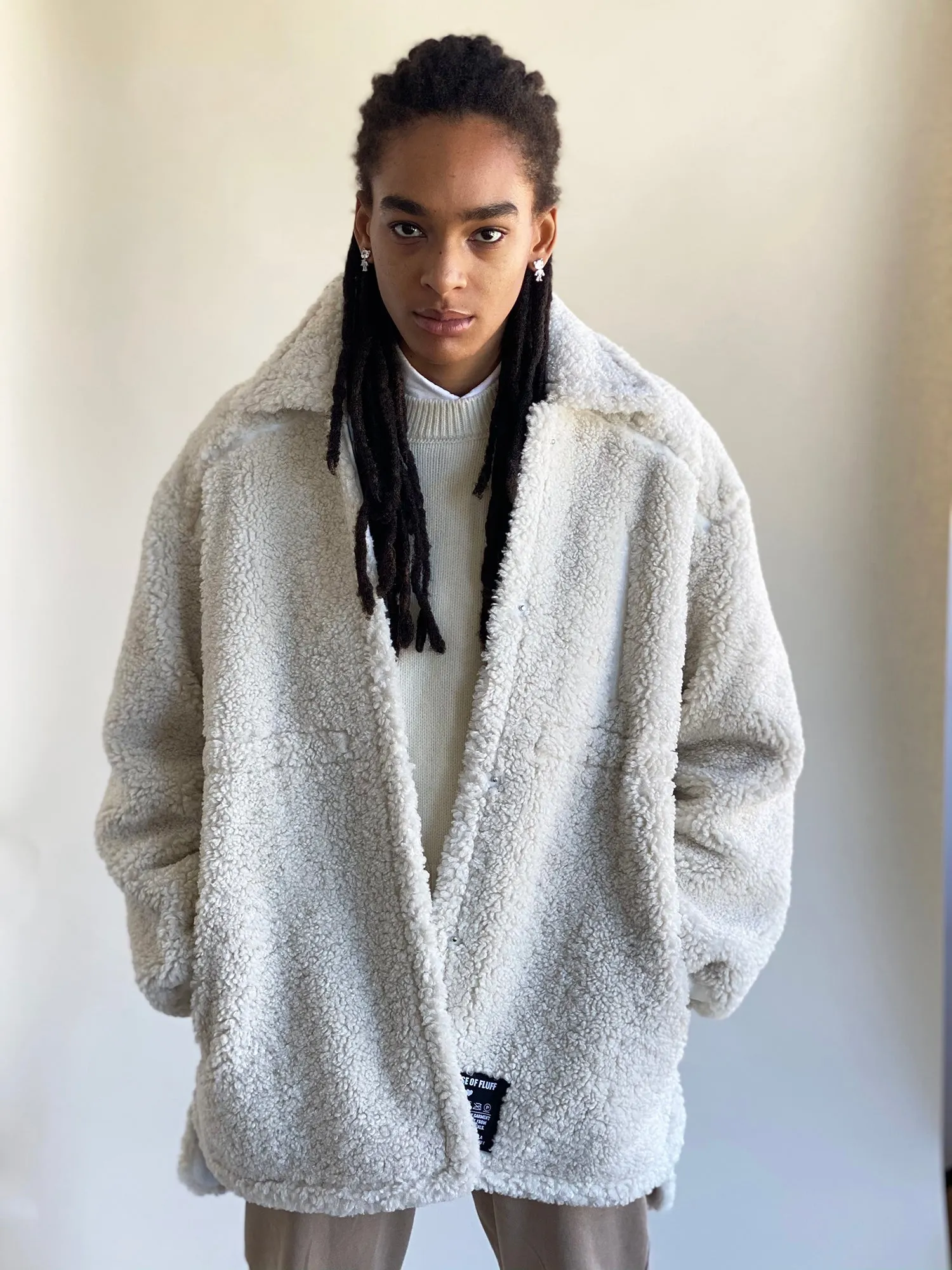 100% Recycled Shearling Shacket - Ivory