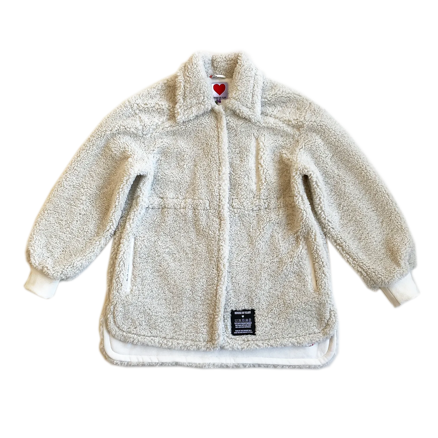 100% Recycled Shearling Shacket - Ivory