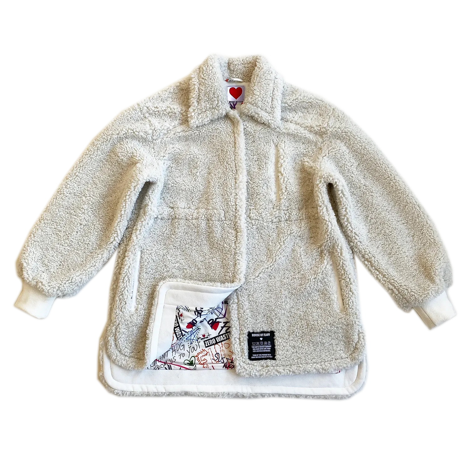 100% Recycled Shearling Shacket - Ivory