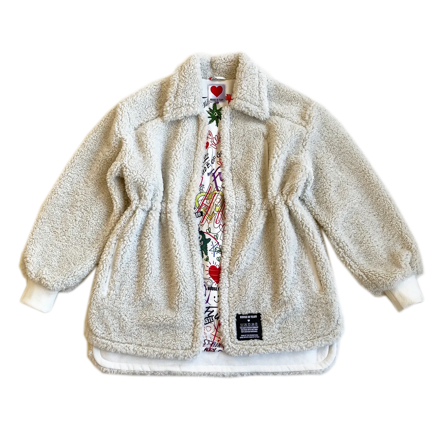 100% Recycled Shearling Shacket - Ivory