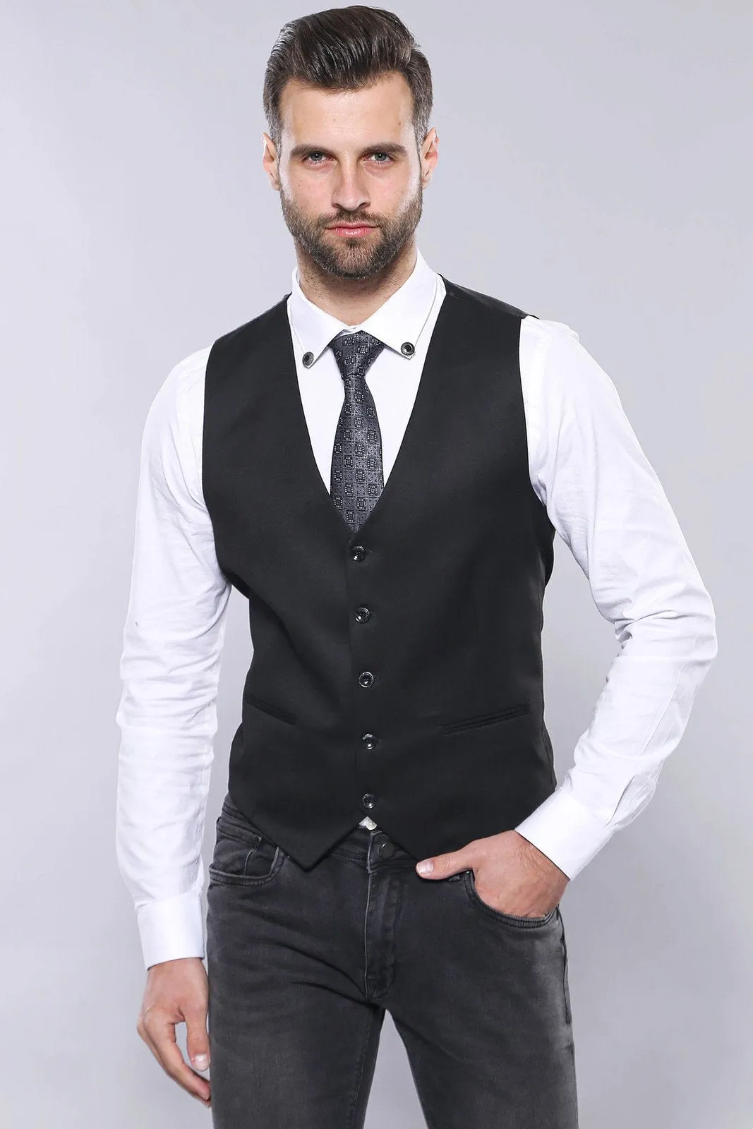 15440 Black Blazer Vest Set