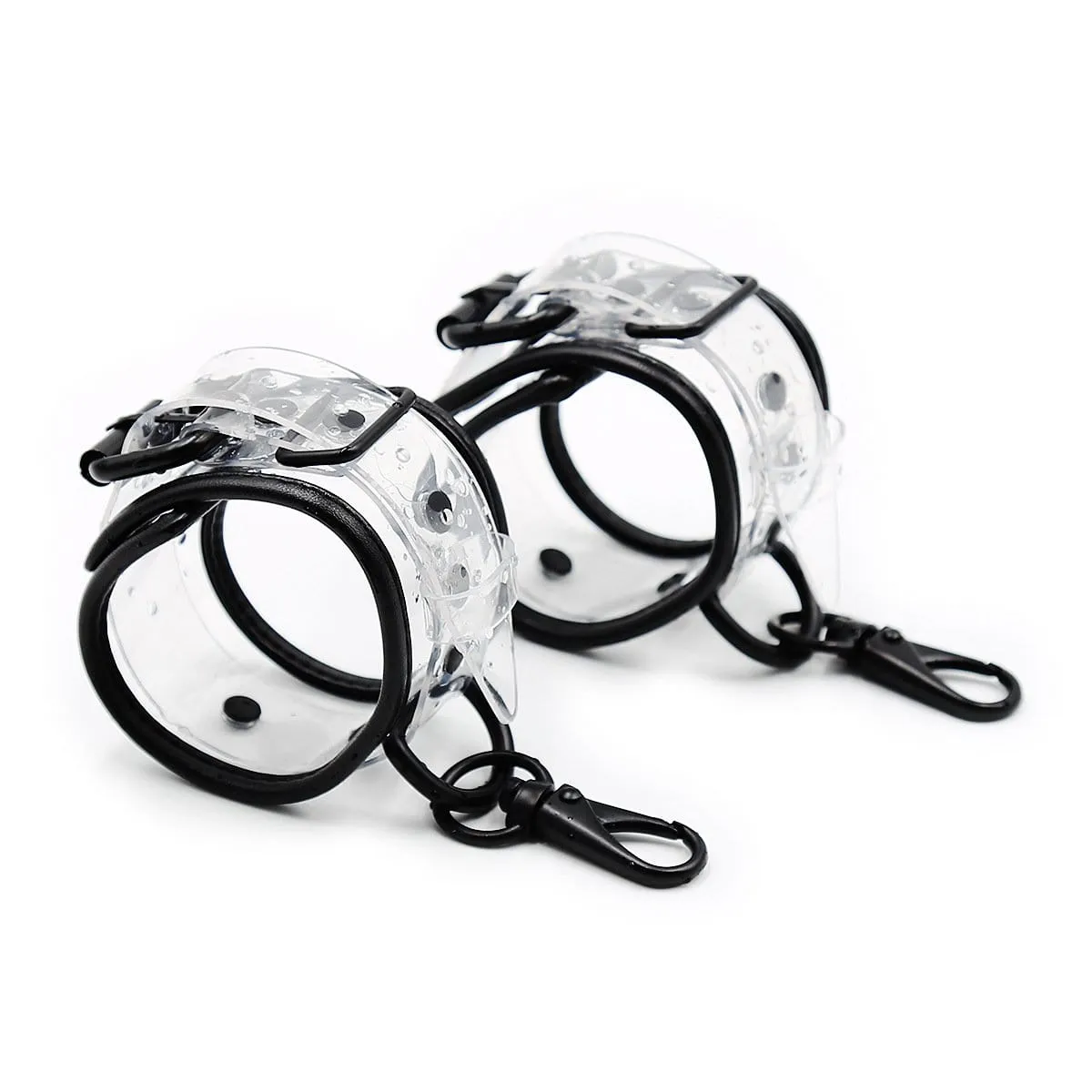 1830MQ      Clearly Comfy Ankle Cuffs with Black Hardware, Padded Edge and Connection Clips