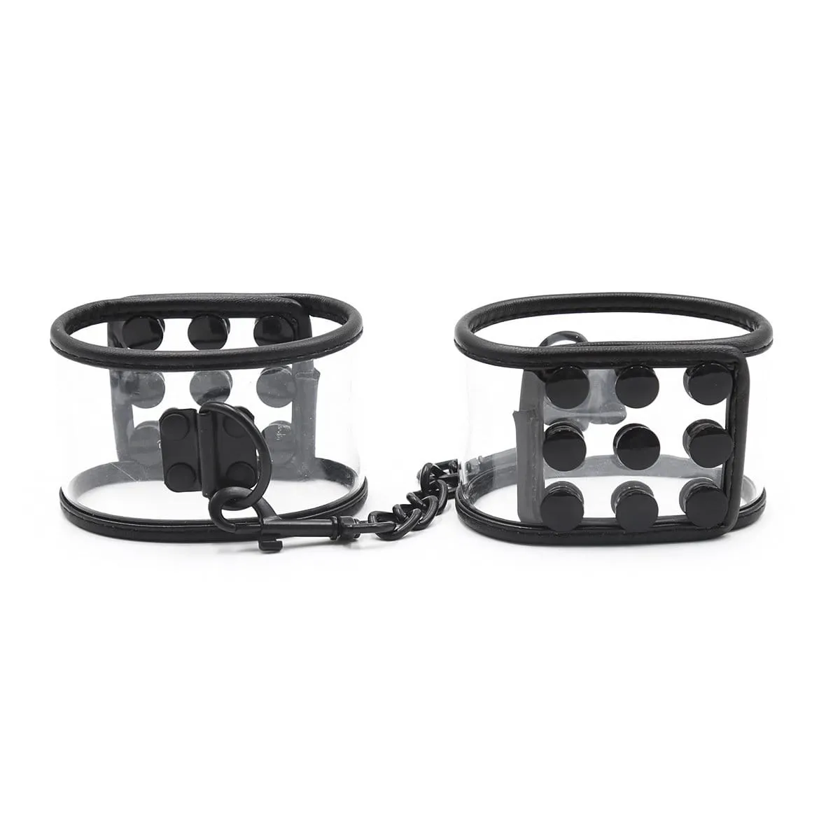 1830MQ      Clearly Comfy Ankle Cuffs with Black Hardware, Padded Edge and Connection Clips