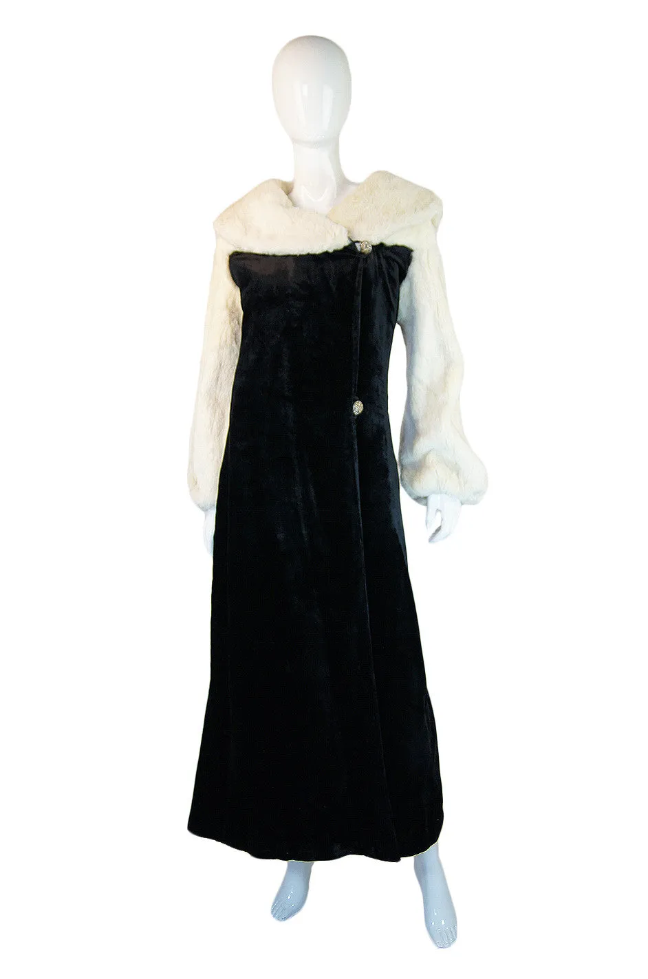 1930s Ermine & Silk Velvet Evening Coat