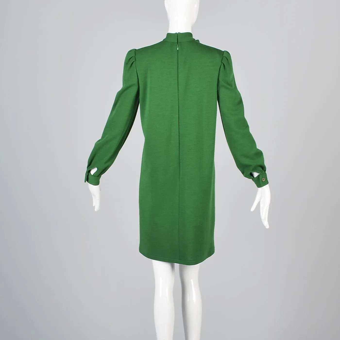 1970s Bill Blass Green Knit Two Piece Separates Set Mini Dress & Skirt