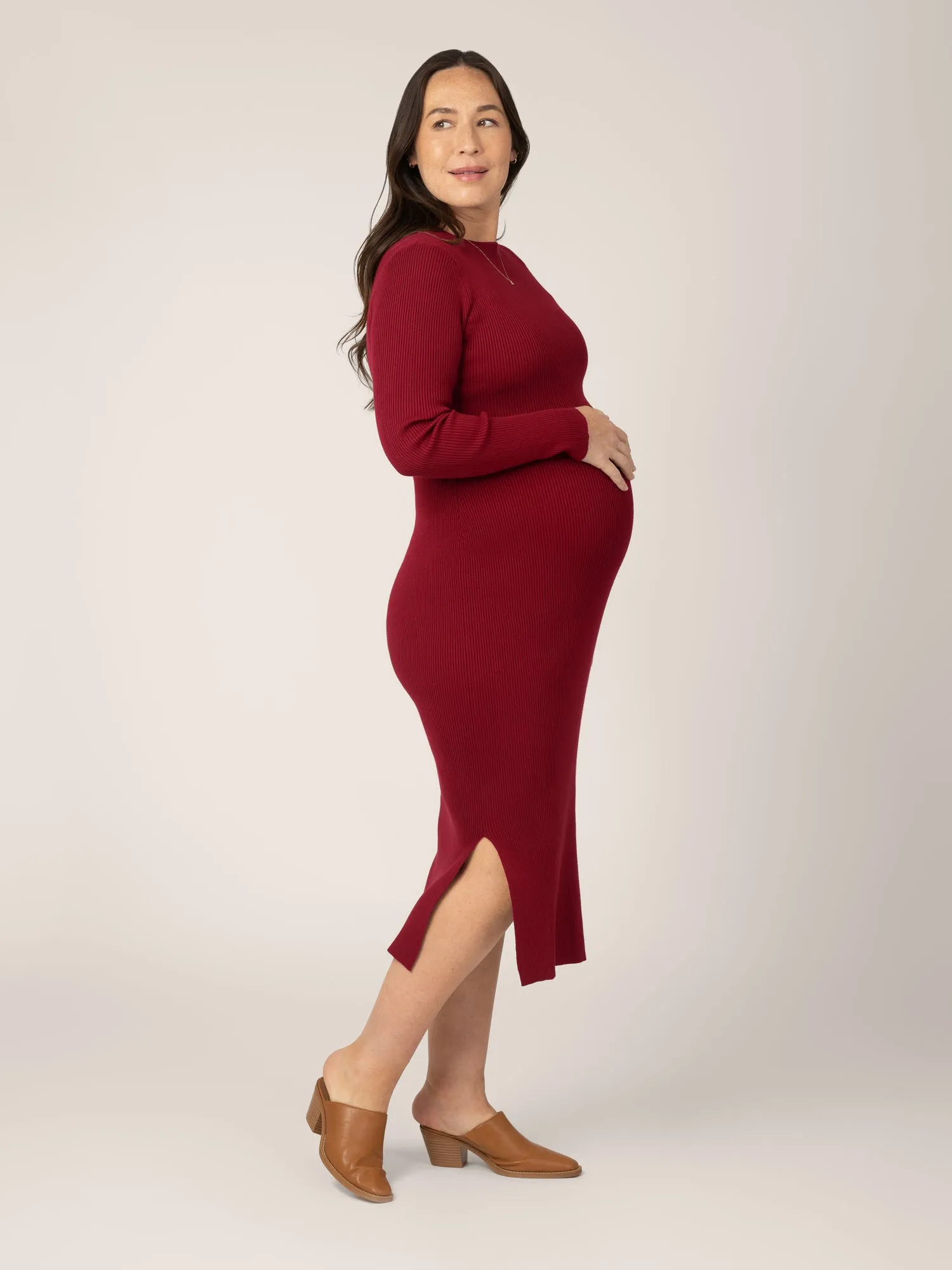 2-in-1 Maternity & Nursing Midi Dress | Garnet