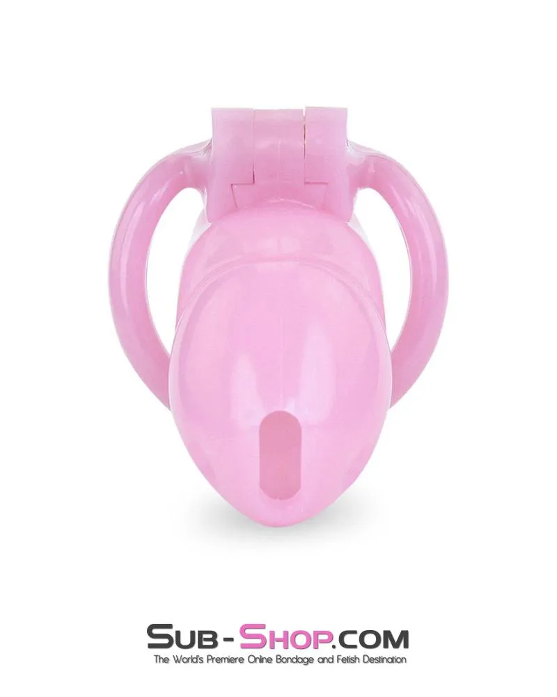 3744AE      <b>BOGO!</b> Little Sissy Bitch Short High Security Keyed Tumbler Locking Male Chastity with 4 Base Cock Ring Sizes