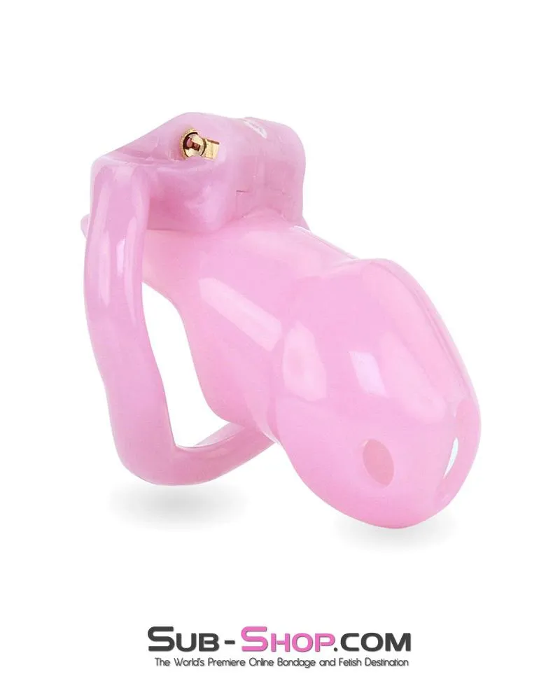 3744AE      <b>BOGO!</b> Little Sissy Bitch Short High Security Keyed Tumbler Locking Male Chastity with 4 Base Cock Ring Sizes