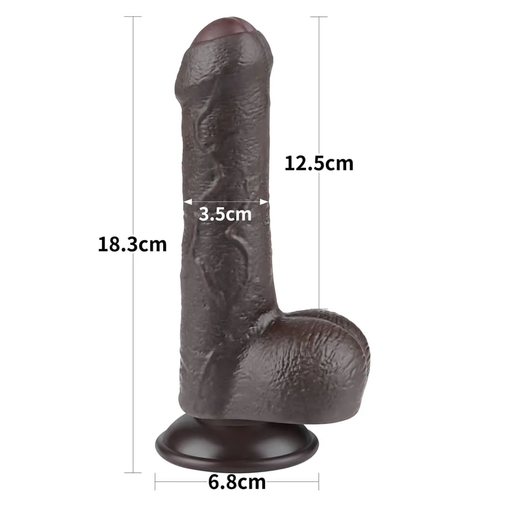 7'' Sliding Skin Dual Density Dildo Black