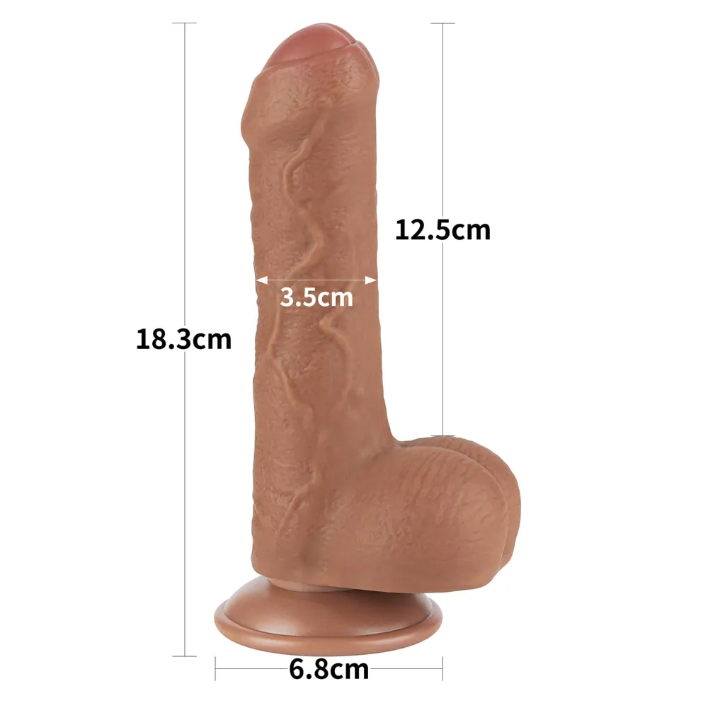 7'' Sliding Skin Dual Density Dildo Brown