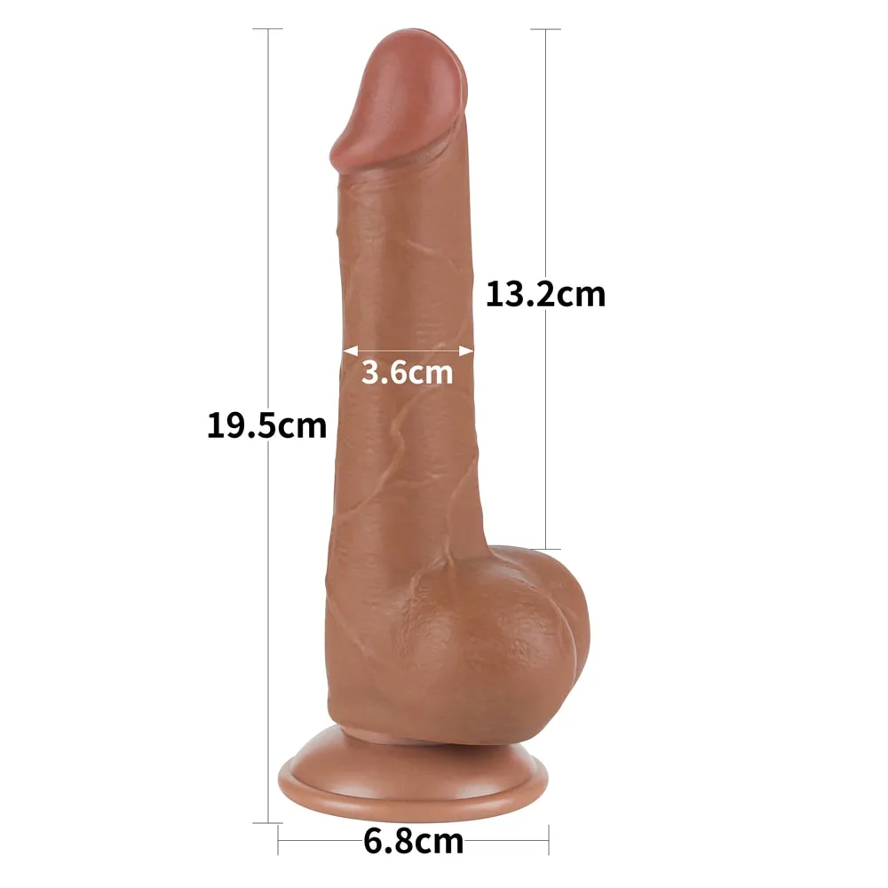 7.5'' Sliding Skin Dual Density Dildo Brown