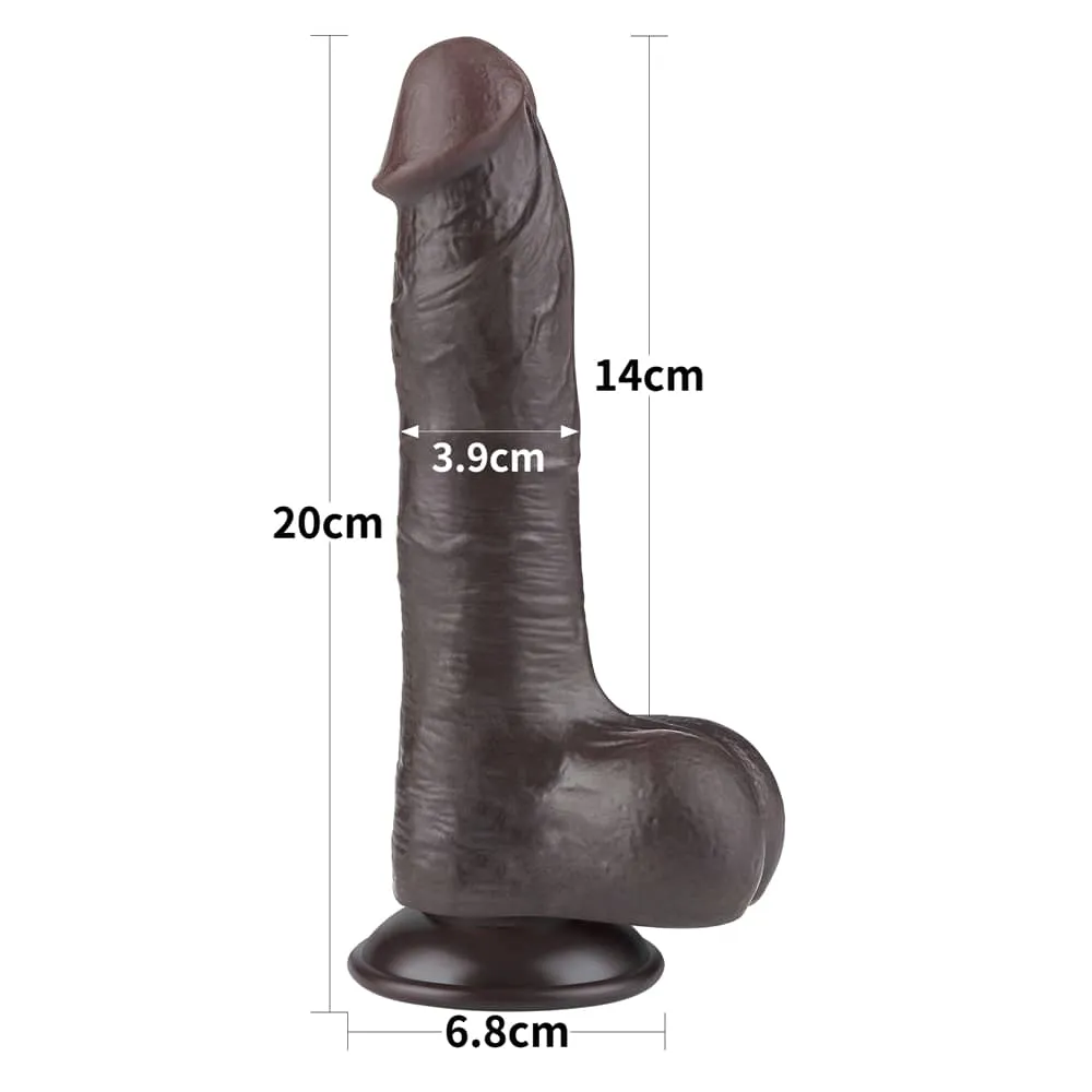 8'' Sliding Skin Dual Density Dildo Black