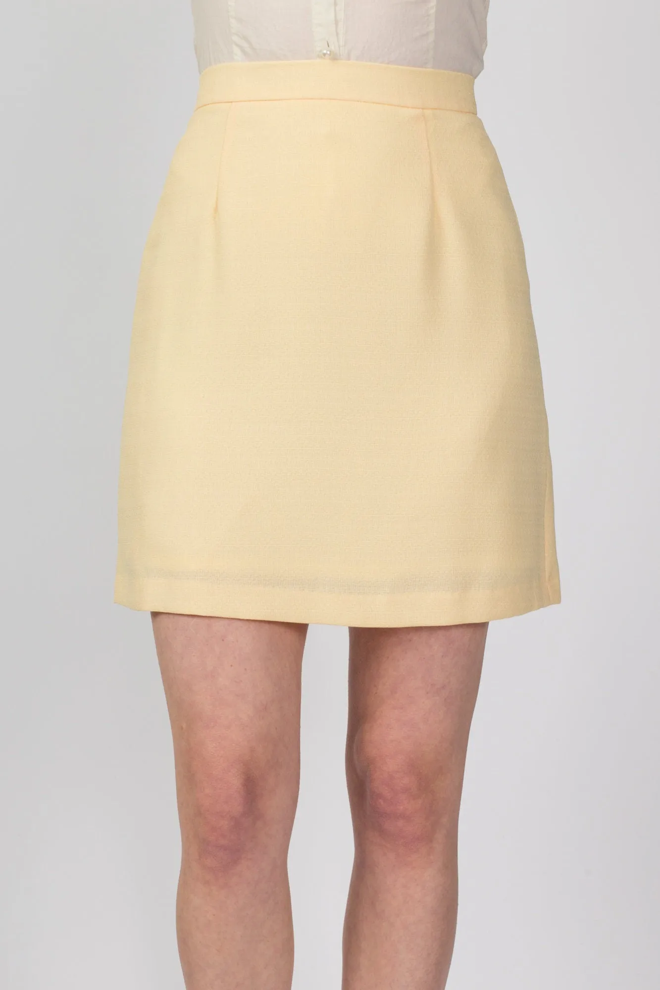 80s Buttercup Yellow Mini Skirt - Medium, 27"