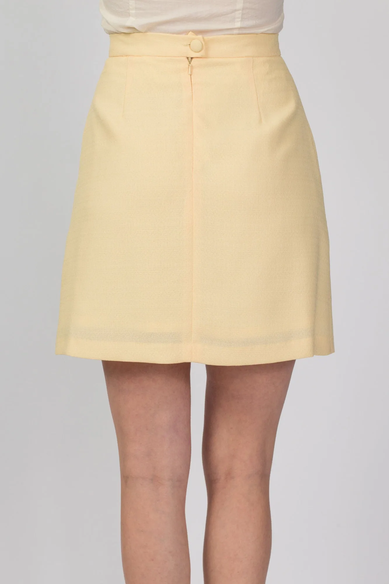 80s Buttercup Yellow Mini Skirt - Medium, 27"