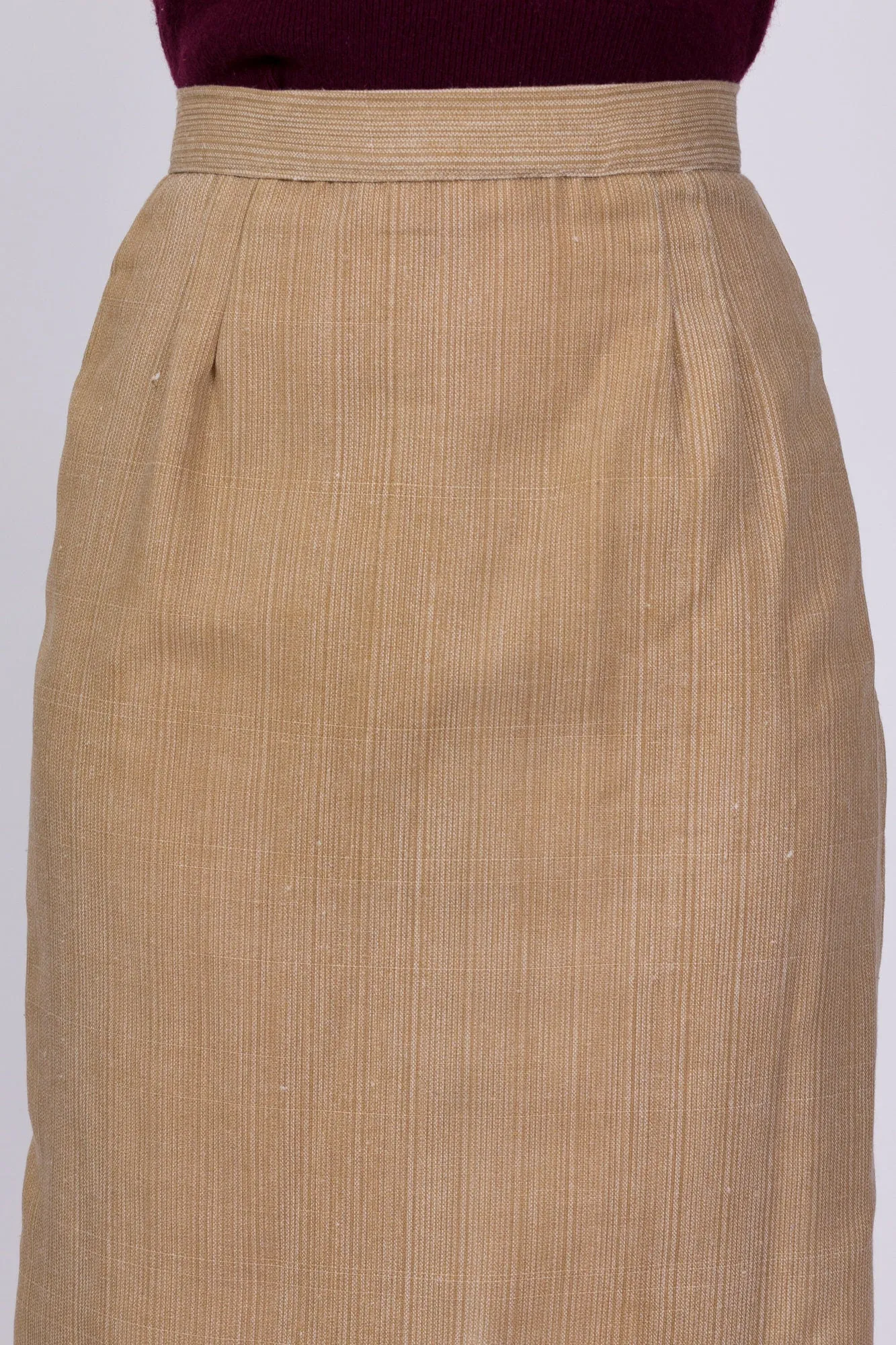 80s Tan Bow Pencil Skirt - Extra Small, 23.5"