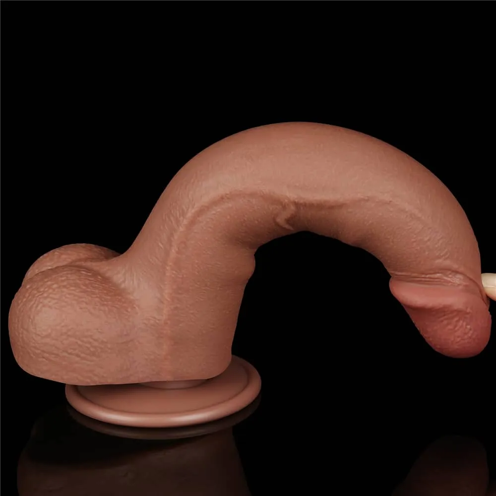 8.5'' Sliding Skin Dual Density Dildo Brown