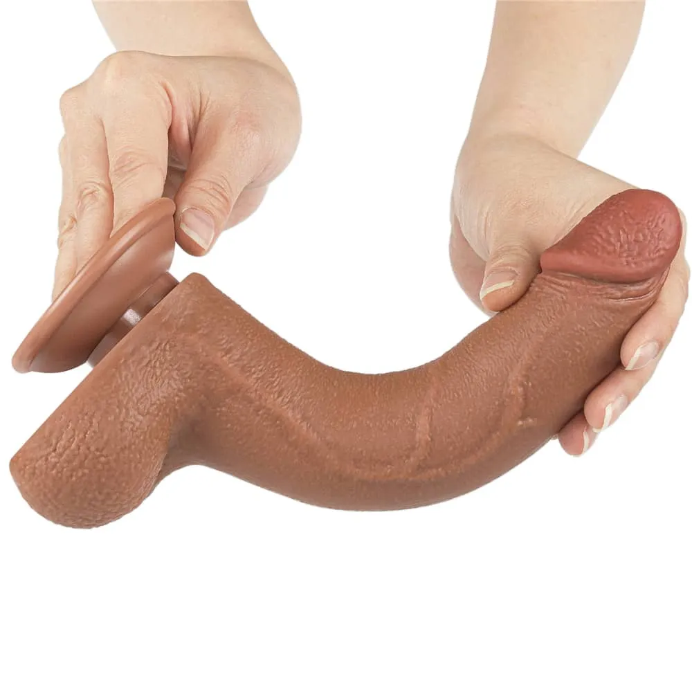 8.5'' Sliding Skin Dual Density Dildo Brown