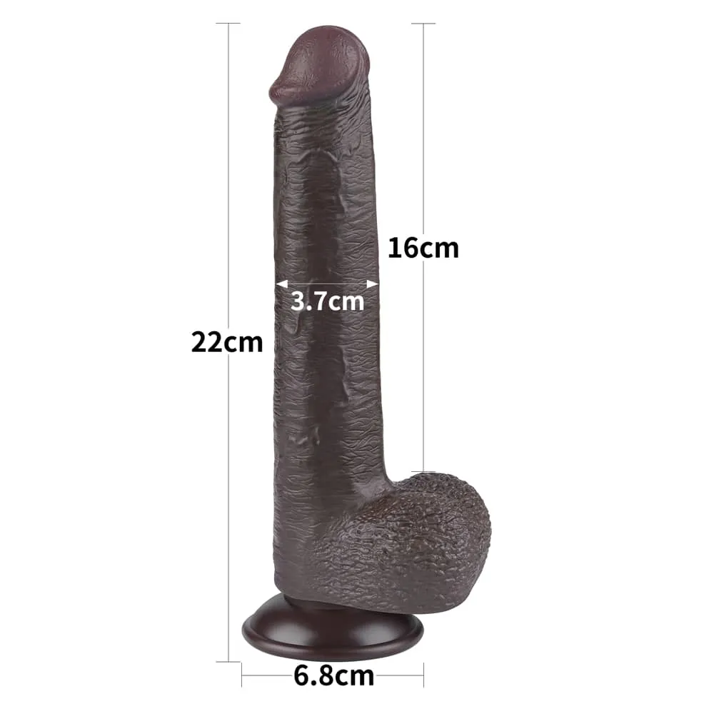 9'' Sliding Skin Dual Density Dildo Black