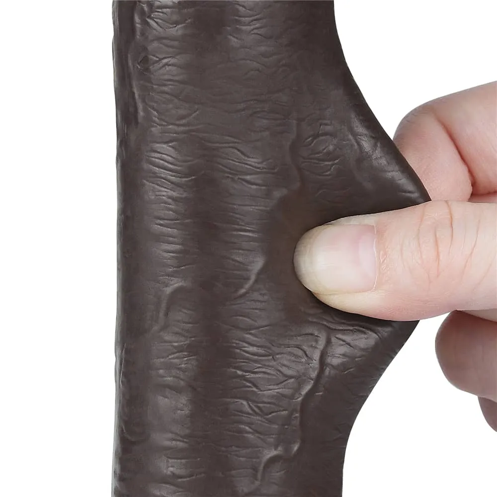 9'' Sliding Skin Dual Density Dildo Black