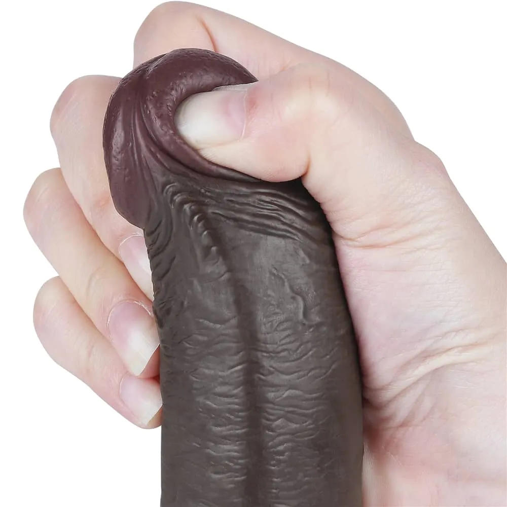 9'' Sliding Skin Dual Density Dildo Black