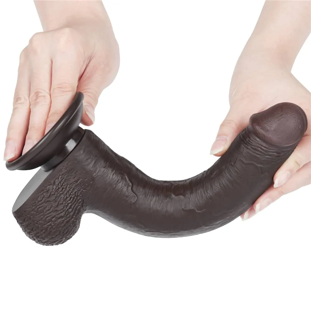 9'' Sliding Skin Dual Density Dildo Black