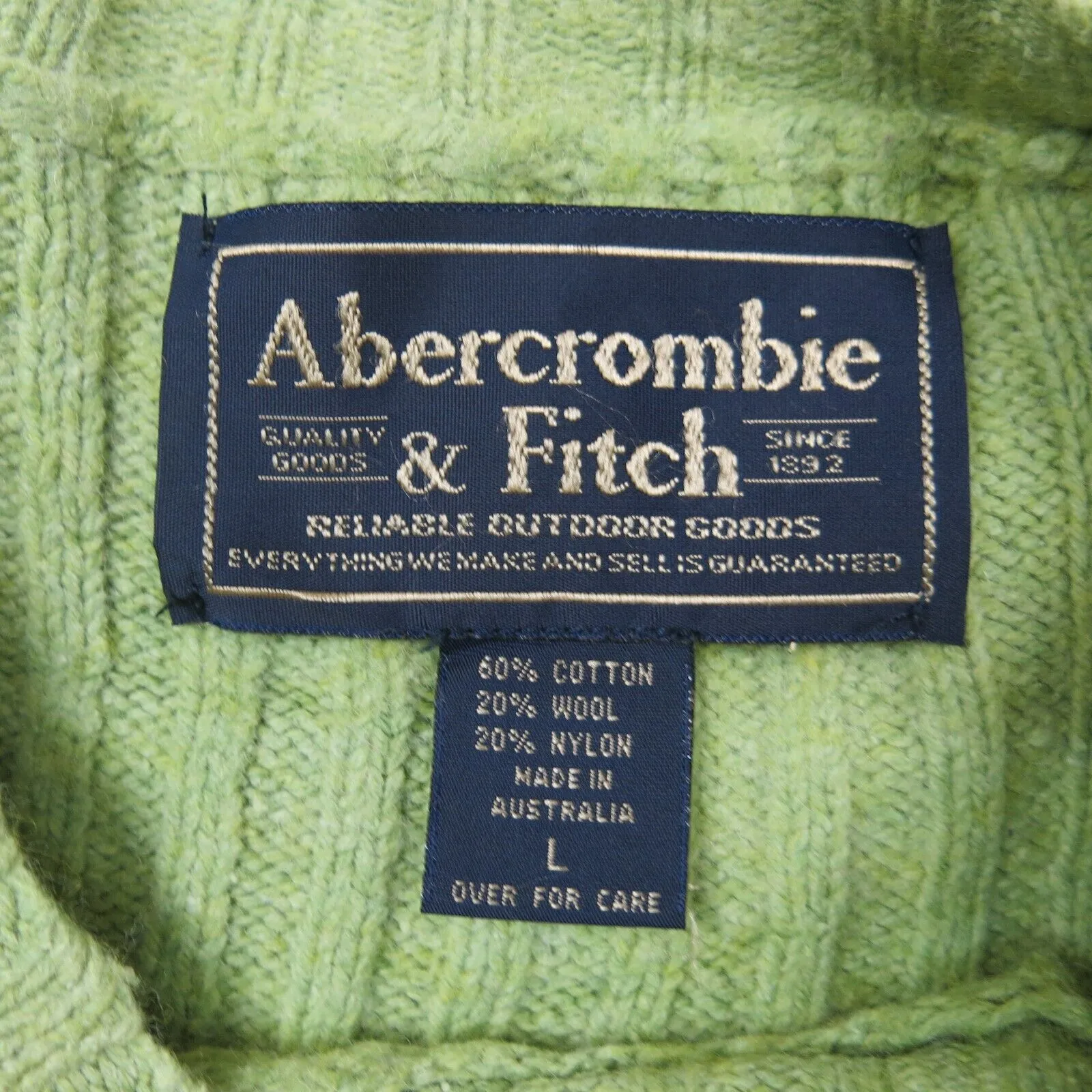 Abercrombie & Fitch Womens Pullover Sweater Crew Neck Long Sleeve Green SZ Large