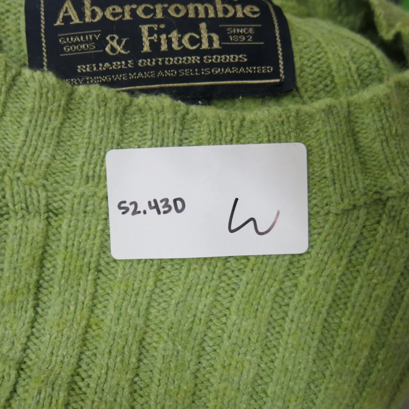 Abercrombie & Fitch Womens Pullover Sweater Crew Neck Long Sleeve Green SZ Large