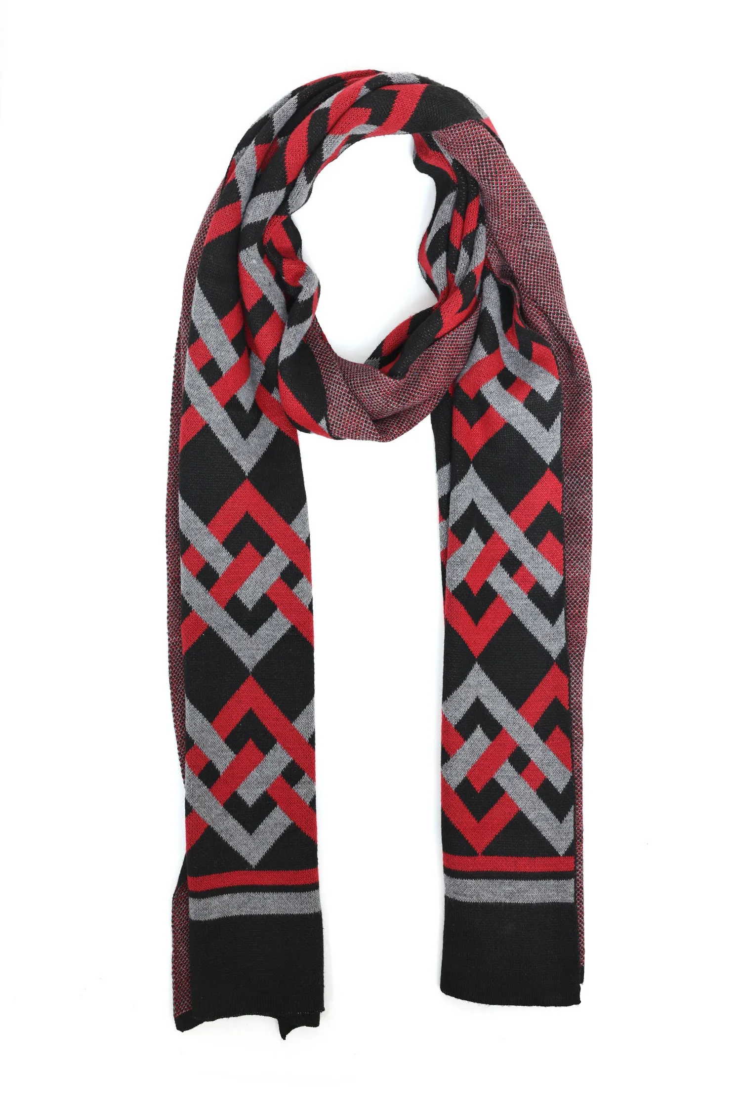 ABSTRACT PATTERNED KNIT SCARF-BLACK