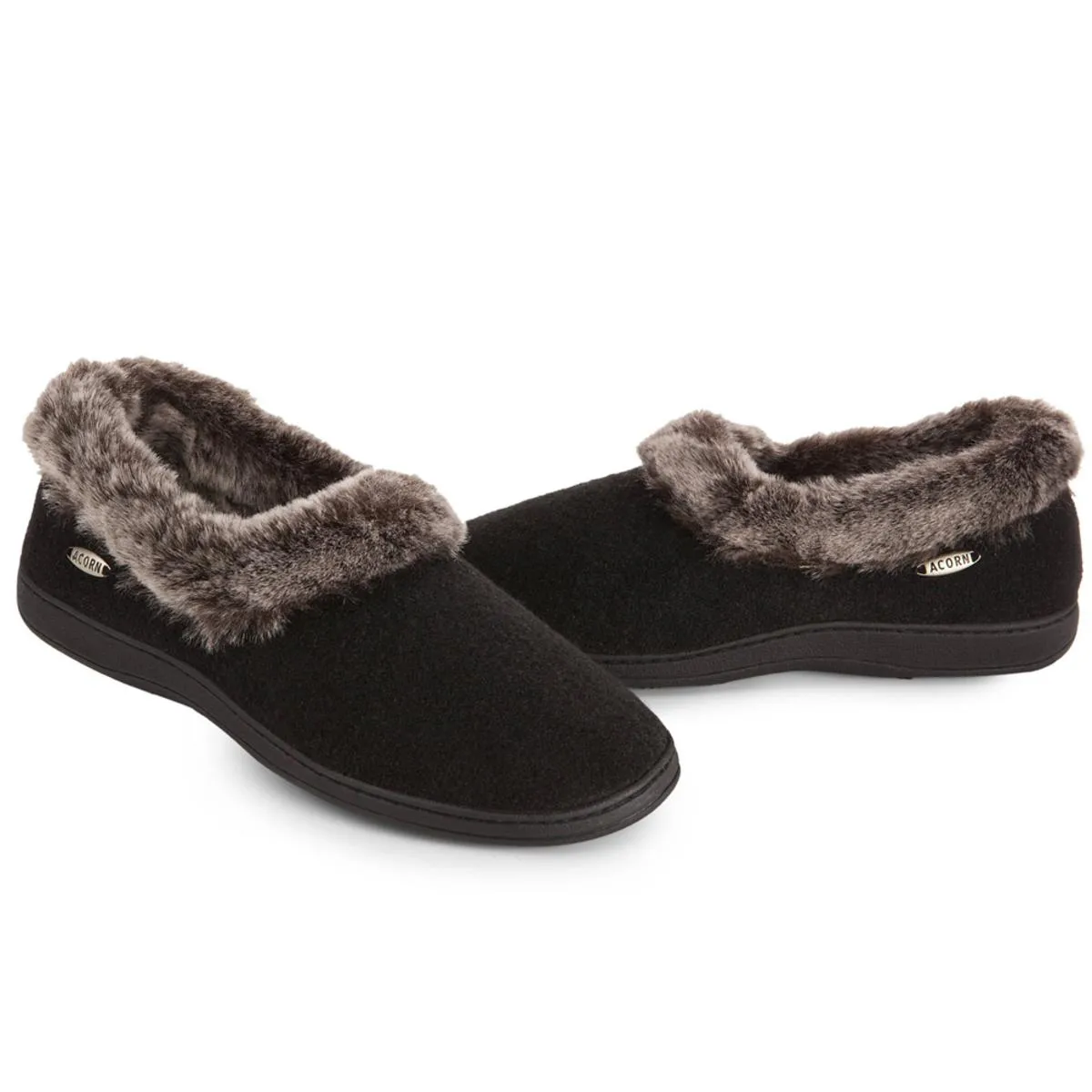 Acorn Women's Chinchilla Collar Slippers