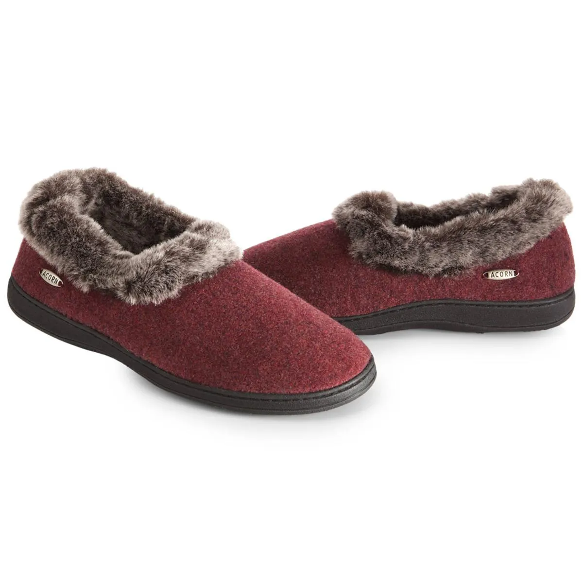 Acorn Women's Chinchilla Collar Slippers