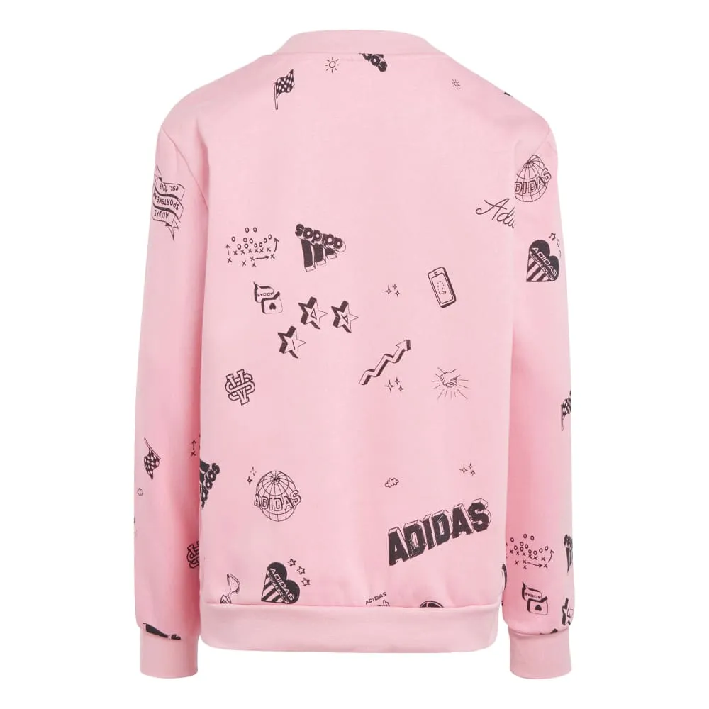 adidas Brand Love Allover Print Crew Kid's Sweatshirt