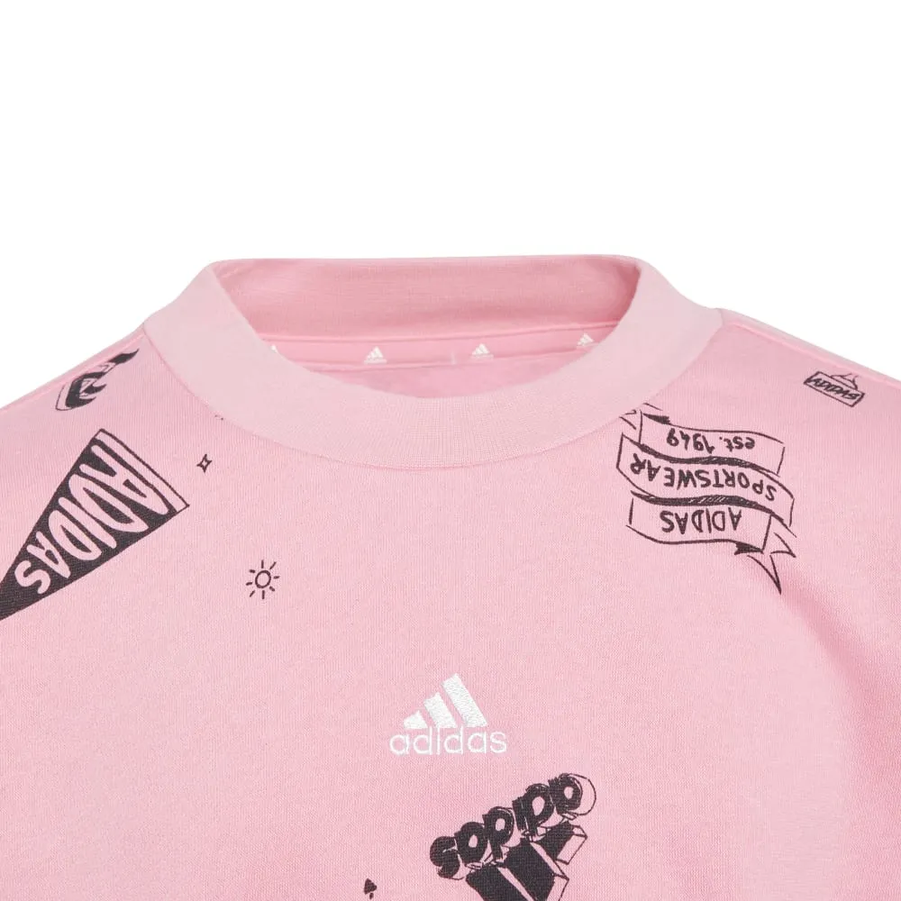 adidas Brand Love Allover Print Crew Kid's Sweatshirt