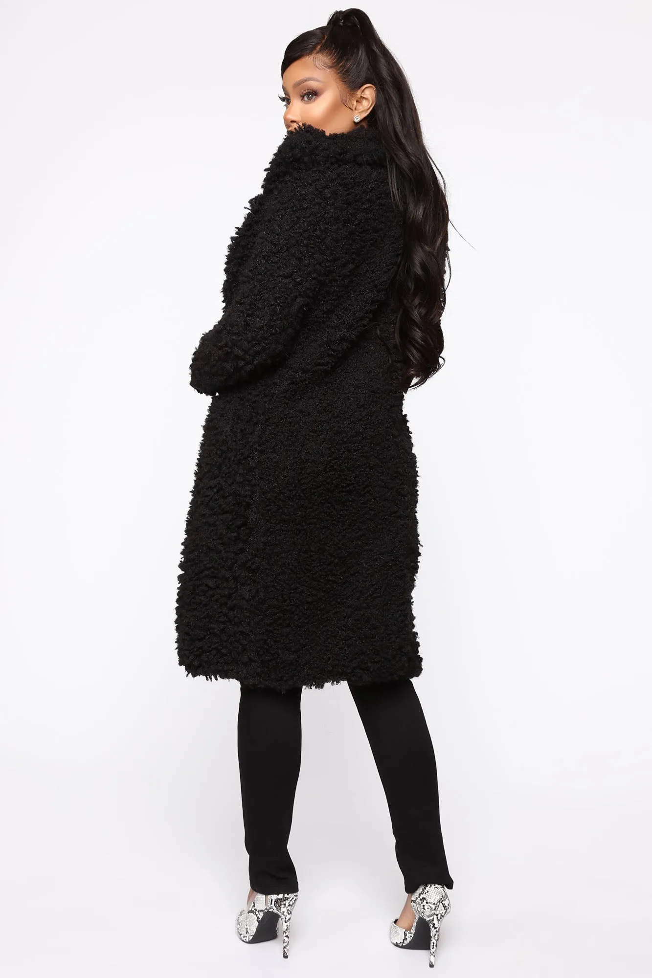 All About Me Fuzzy Coat - Black