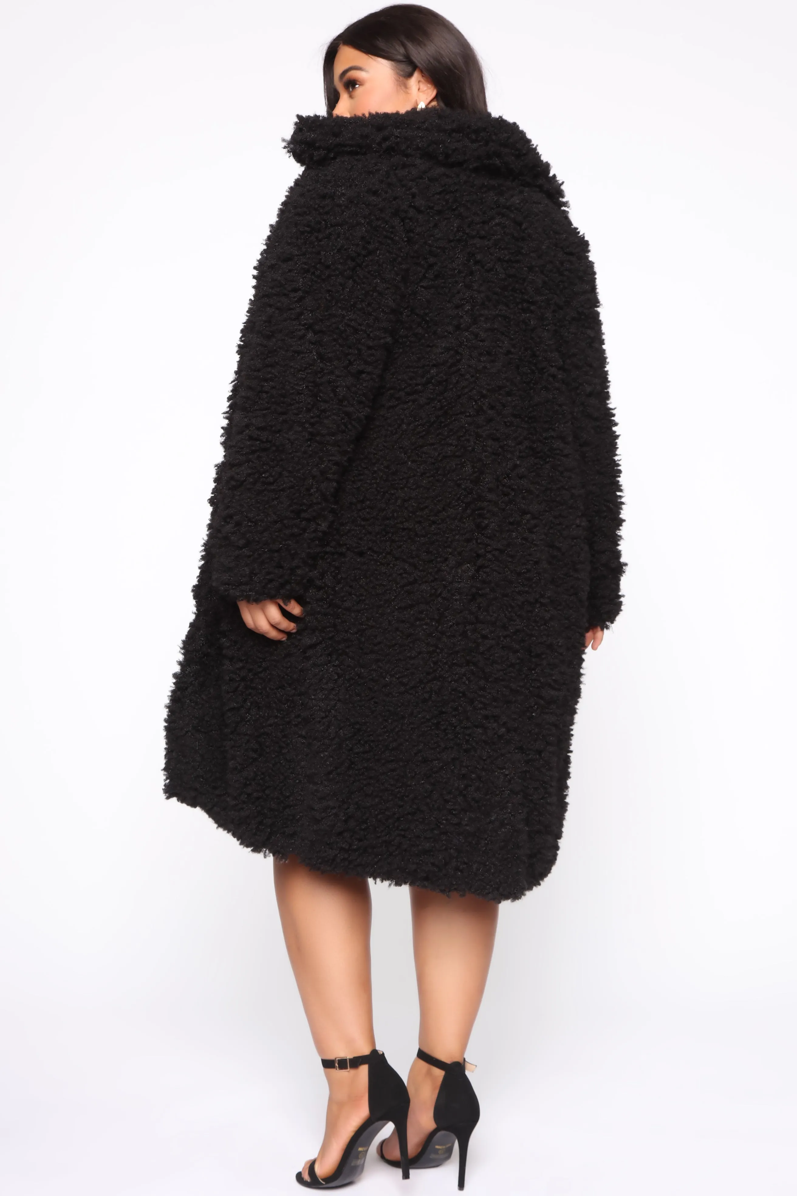 All About Me Fuzzy Coat - Black