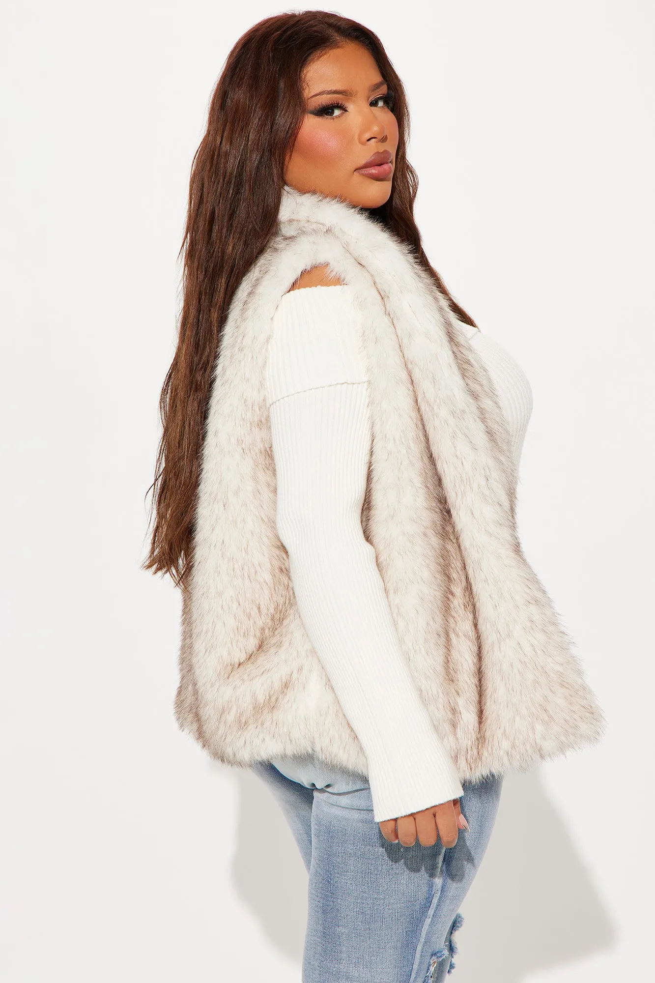 All For Fun Faux Fur Vest - Cream