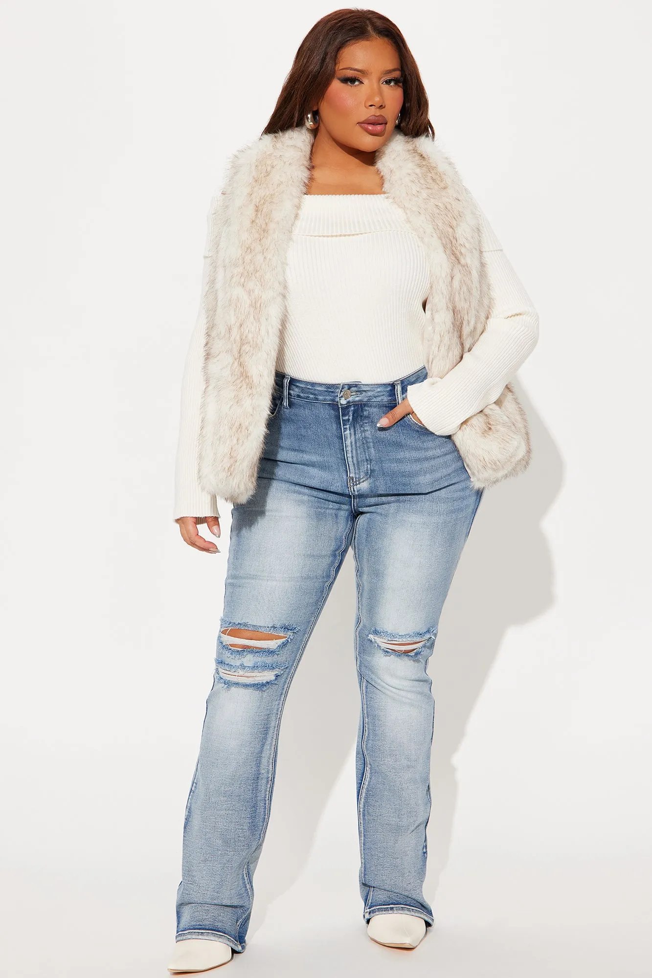 All For Fun Faux Fur Vest - Cream