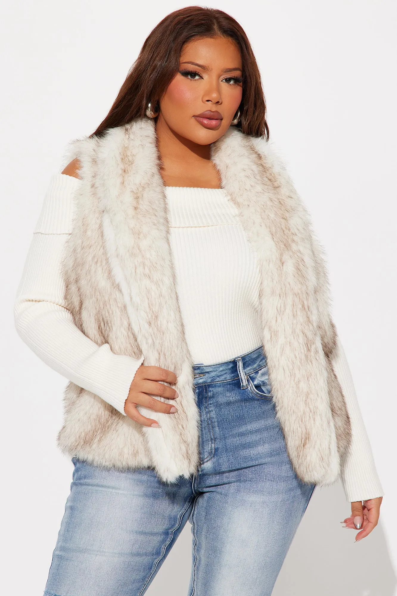 All For Fun Faux Fur Vest - Cream