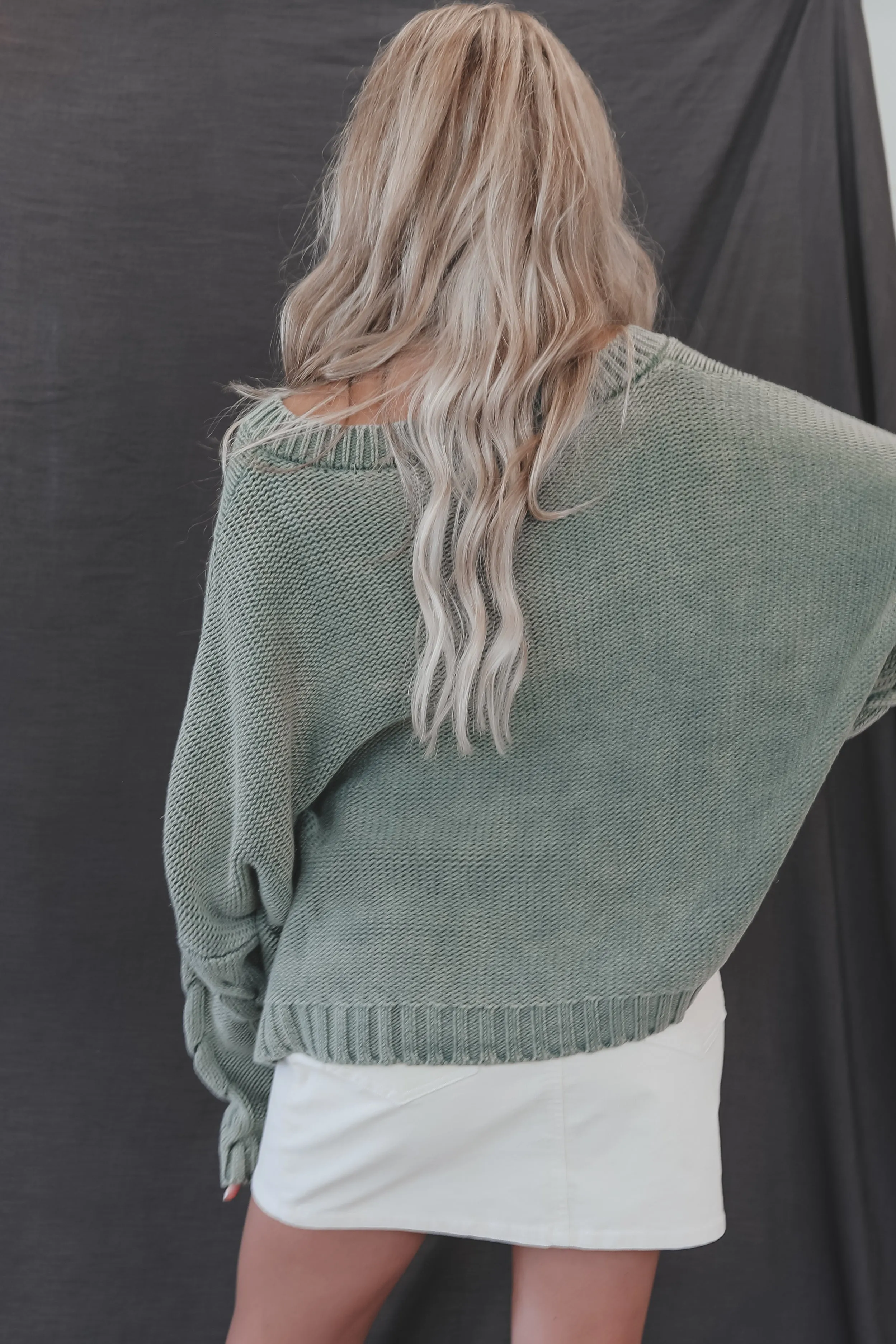 All I Can Ask For Olive Cable Knit Sweater Top