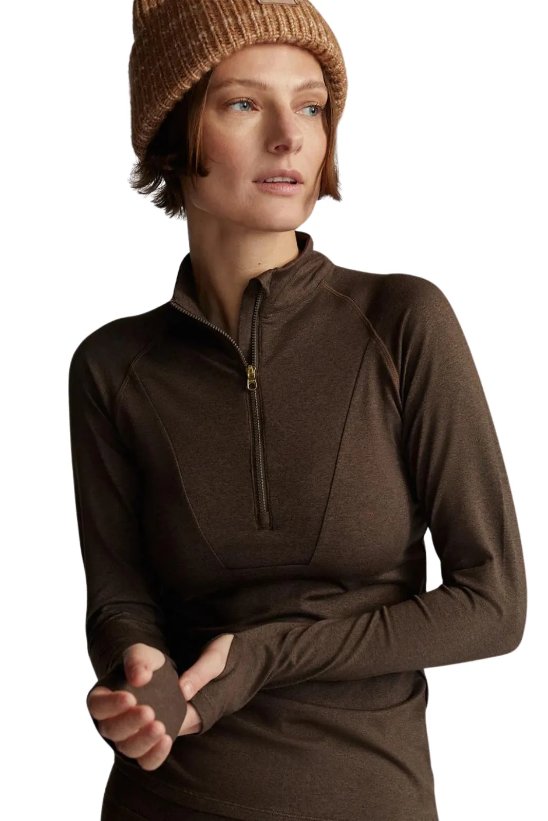 Always Warm Base Layer Half Zip, Deep Chocolate Marl