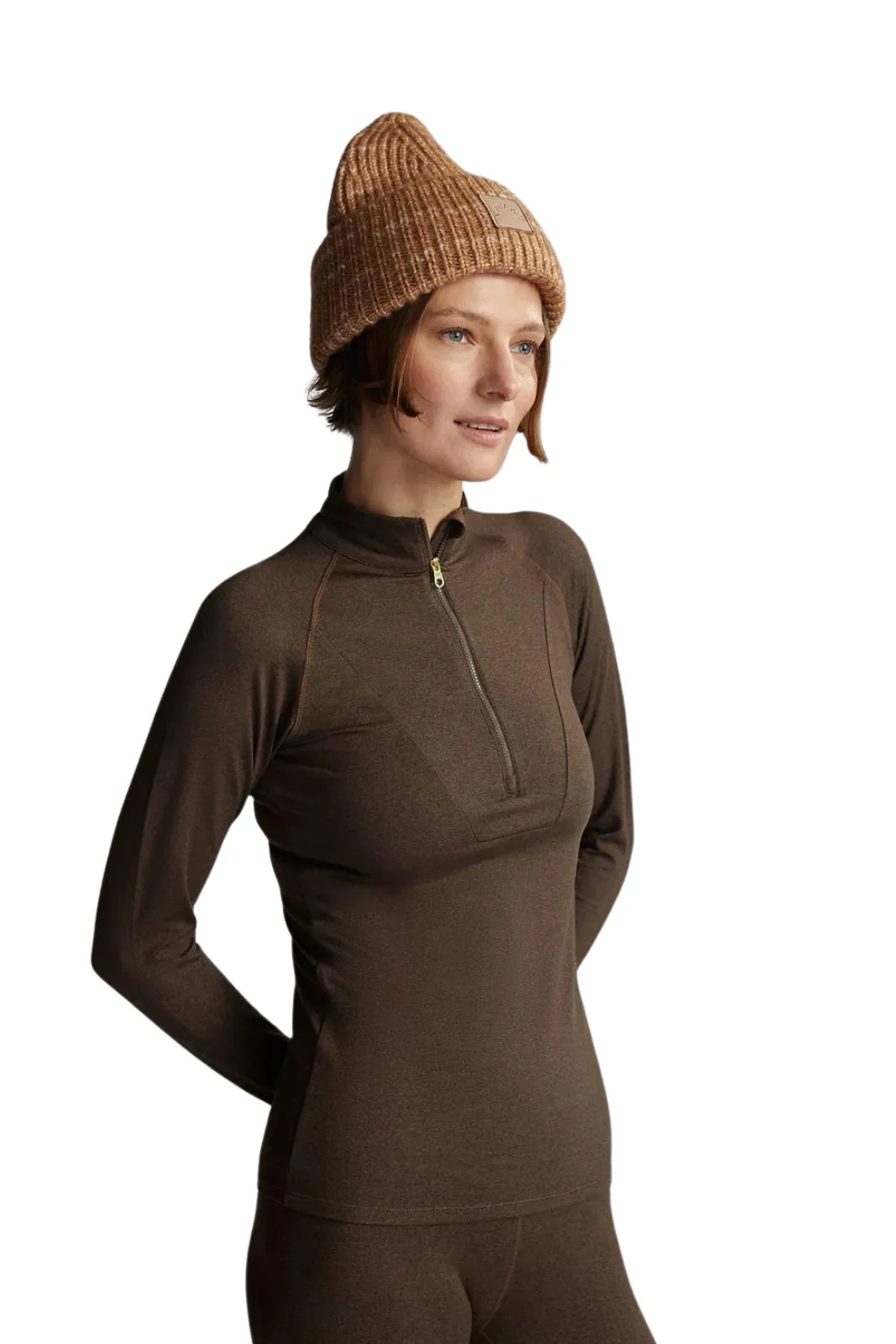 Always Warm Base Layer Half Zip, Deep Chocolate Marl