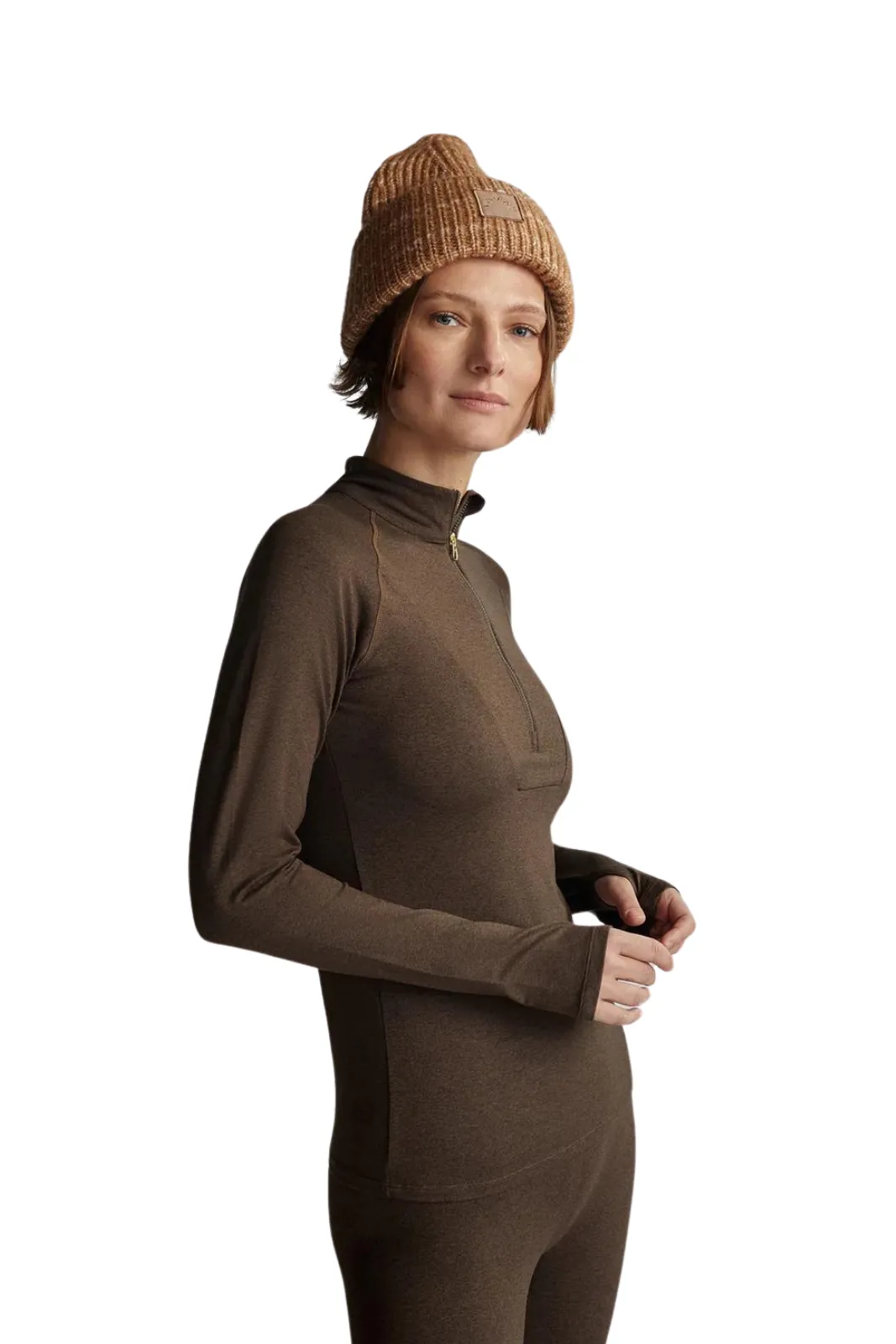 Always Warm Base Layer Half Zip, Deep Chocolate Marl