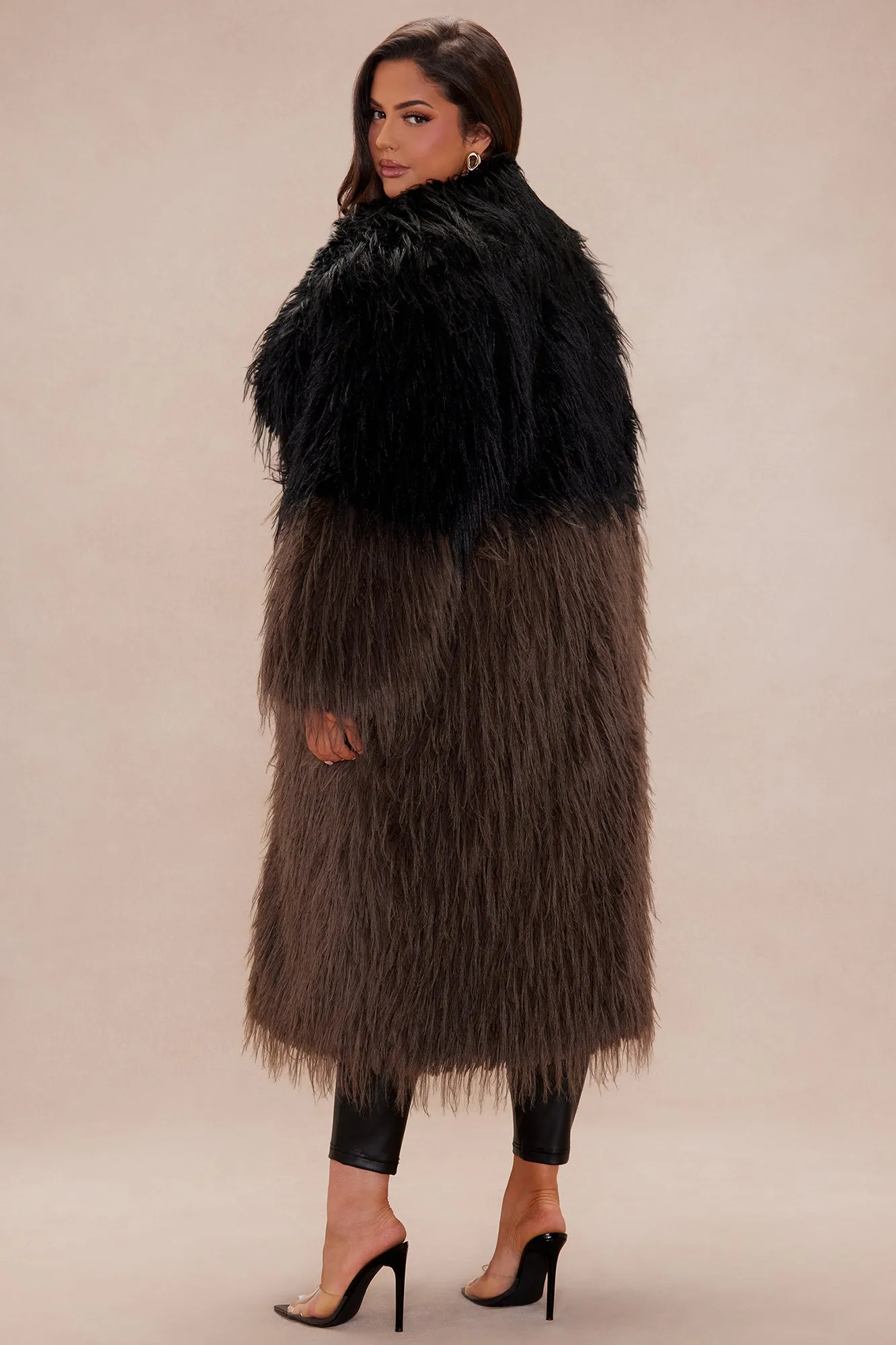 Aspen Luxe Fur Coat - Black/Brown