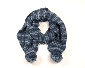 Basketweave Bobble Scarf - Denim - McConnell