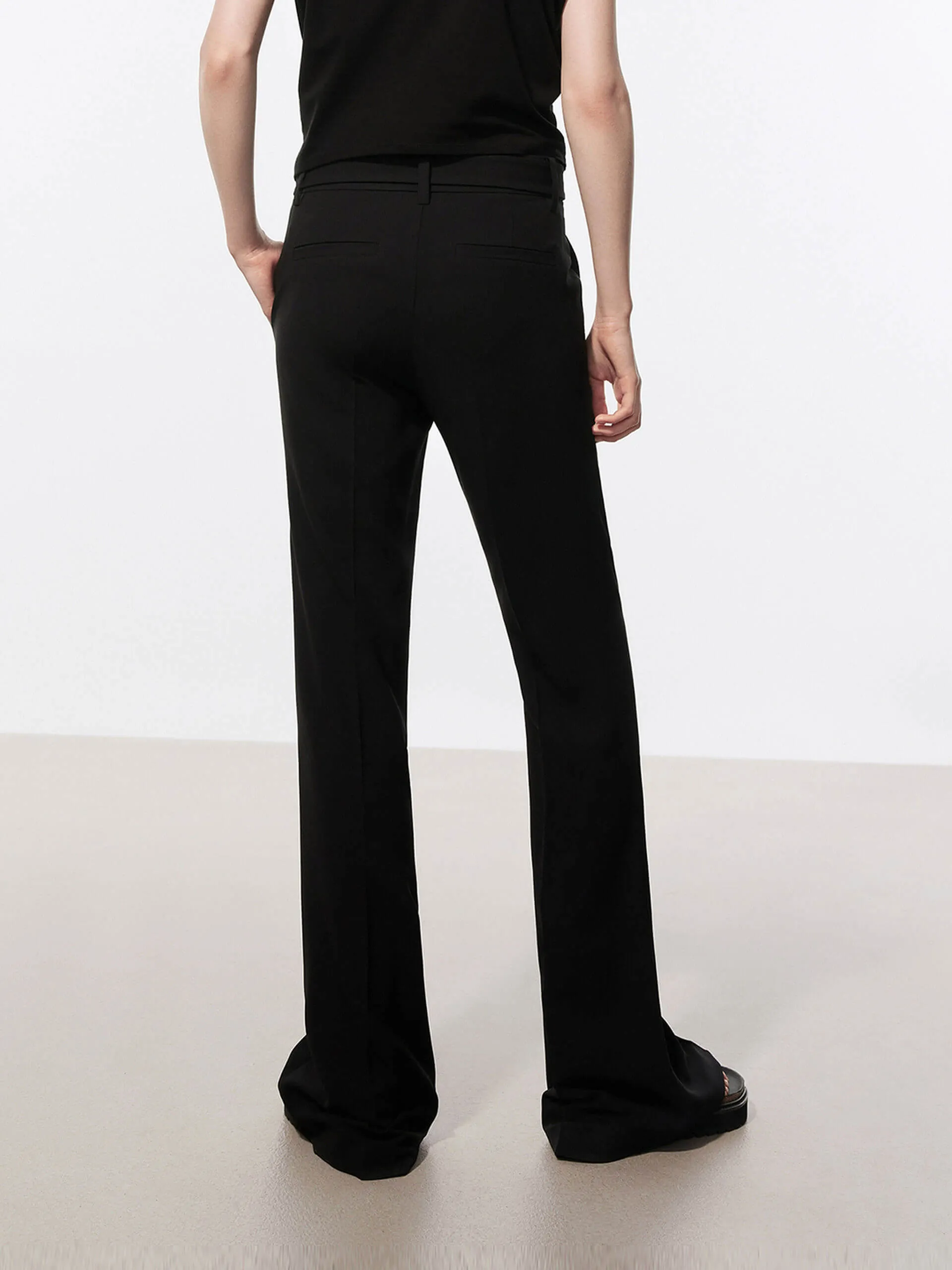 Belt Flared Cut Pants