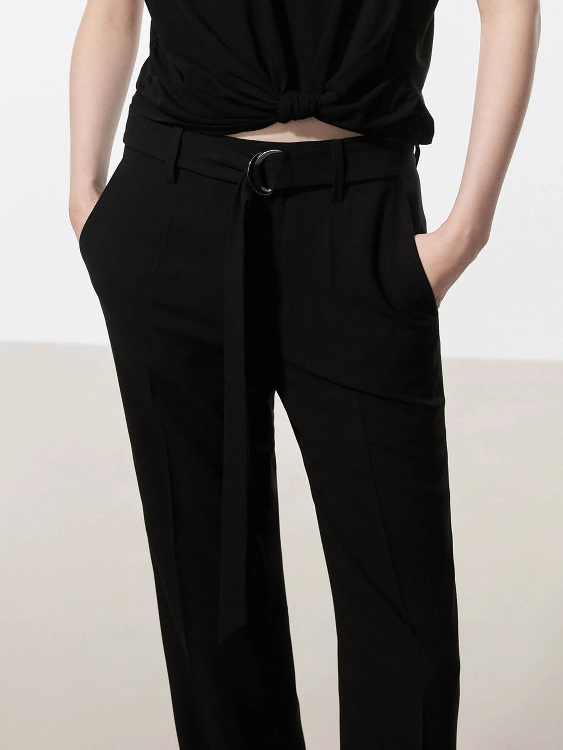 Belt Flared Cut Pants