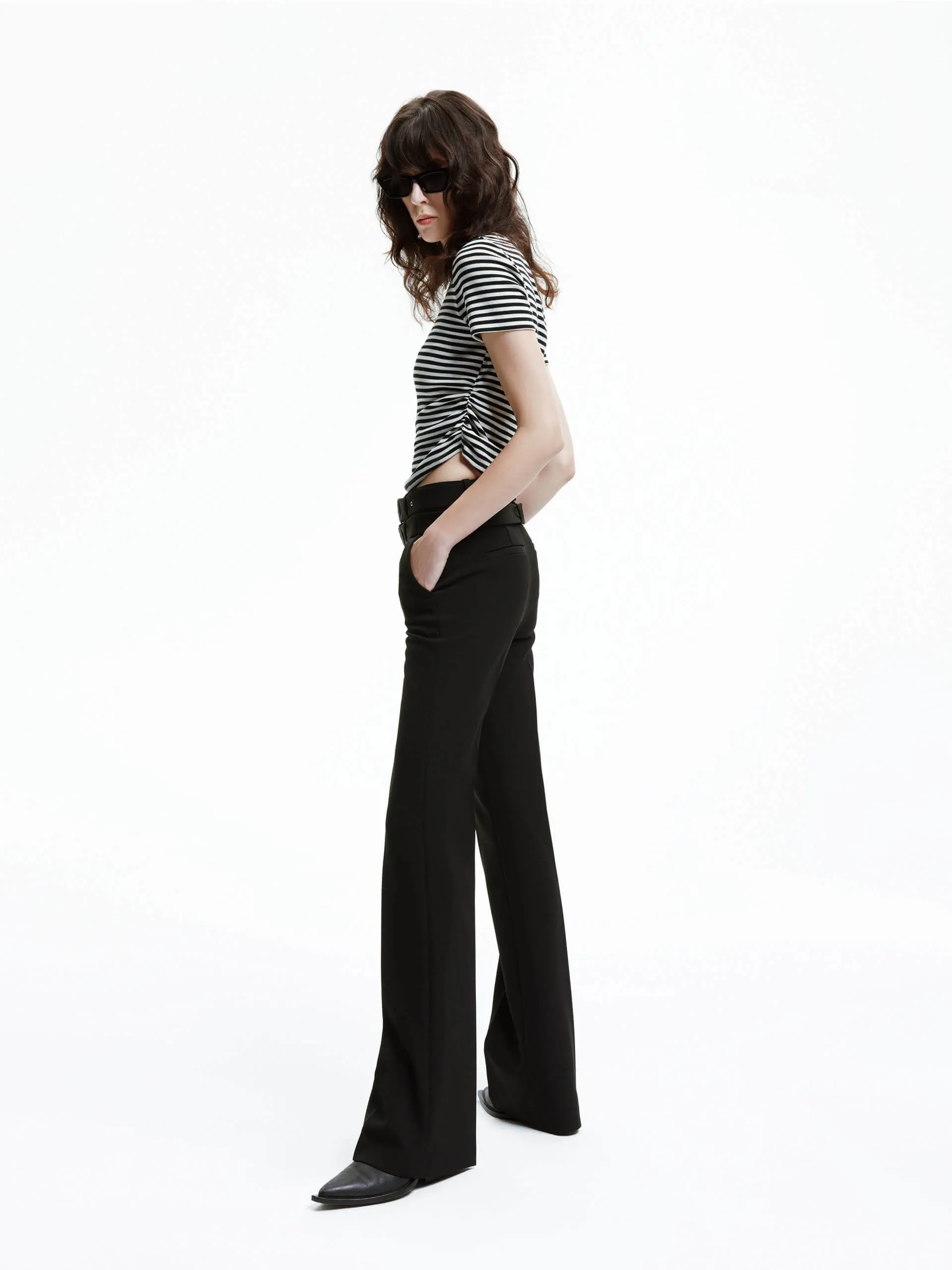 Belt Straight Leg Pants