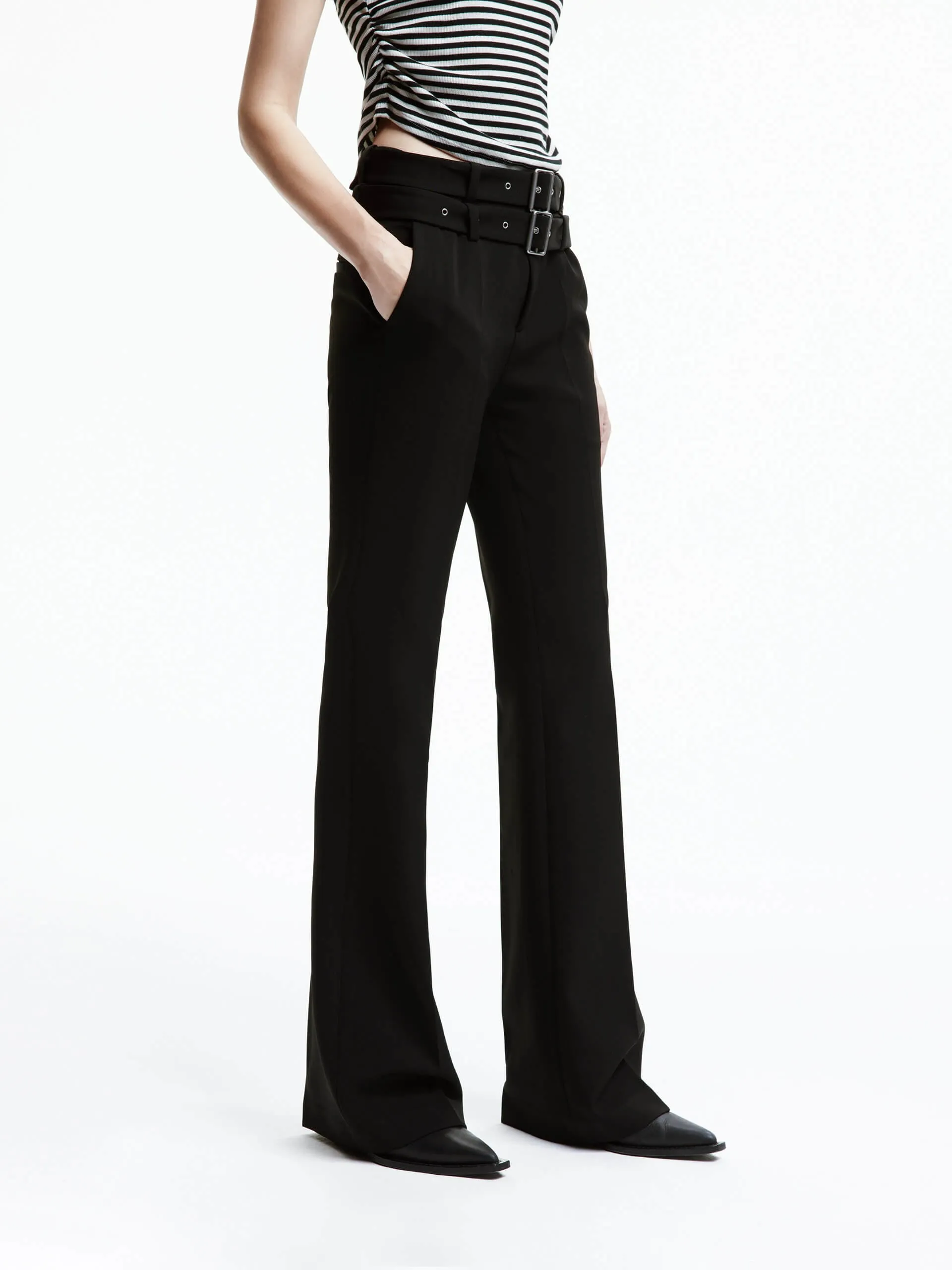 Belt Straight Leg Pants