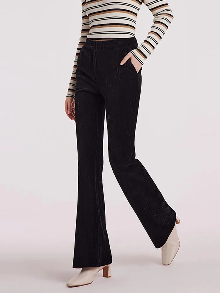 Black Knitted Flare Pants